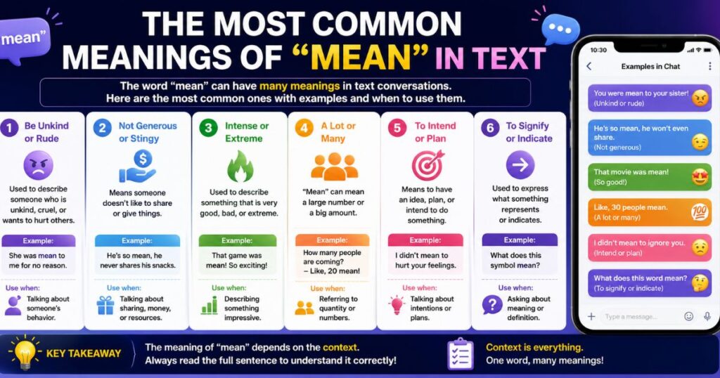 The Most Common Meanings of Mean in Text
