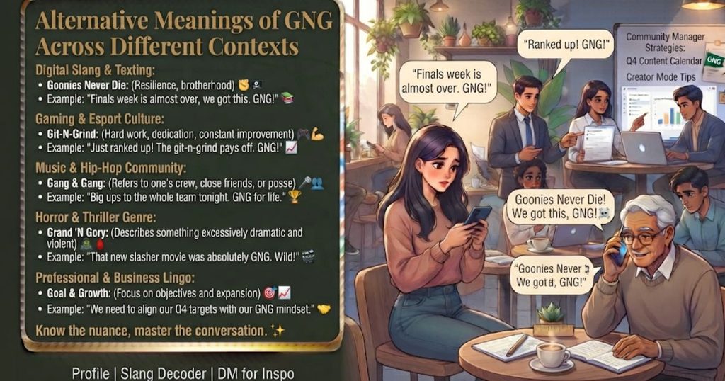 Alternative Meanings of GNG Across Different Contexts